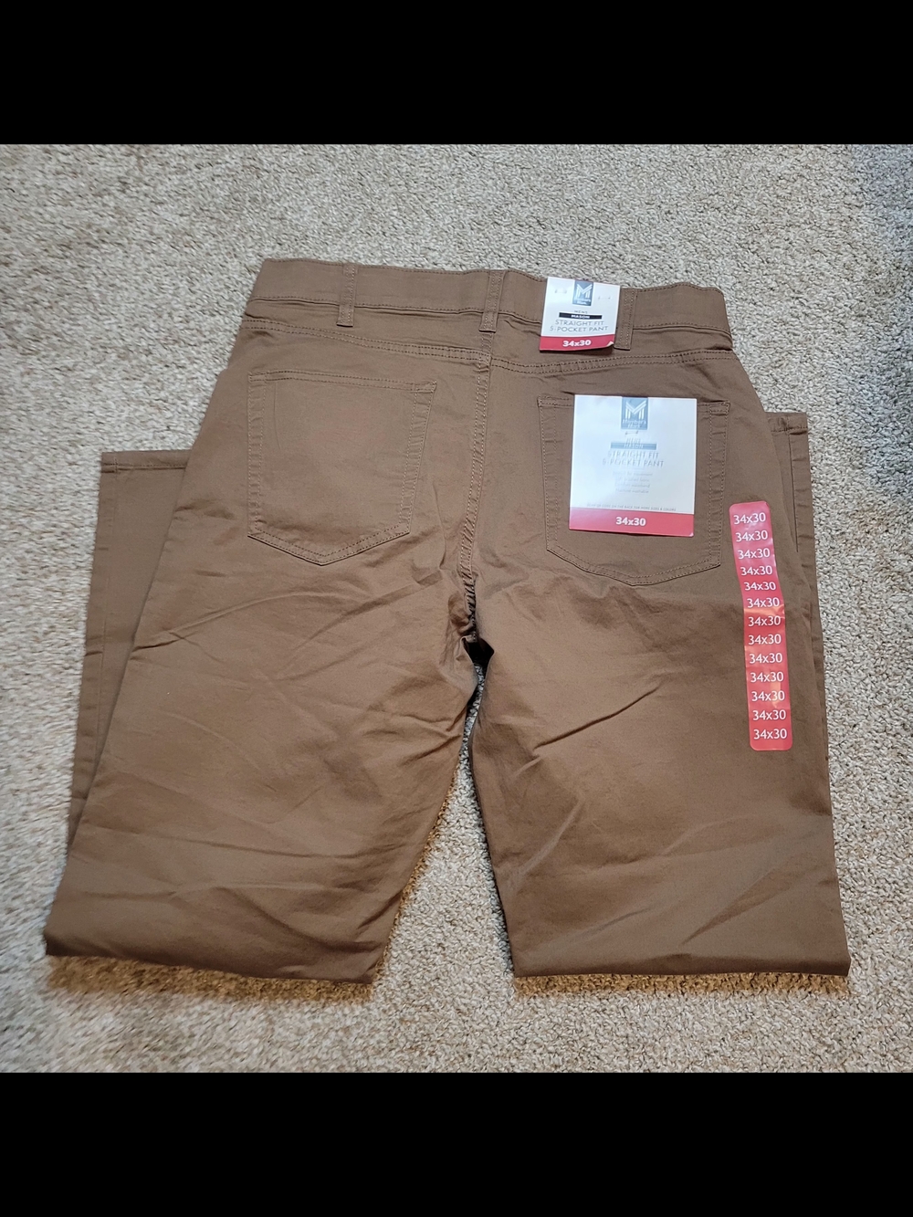 Members Mark Men's Classic Straight Chino Pants - Brown, Size 34x30
